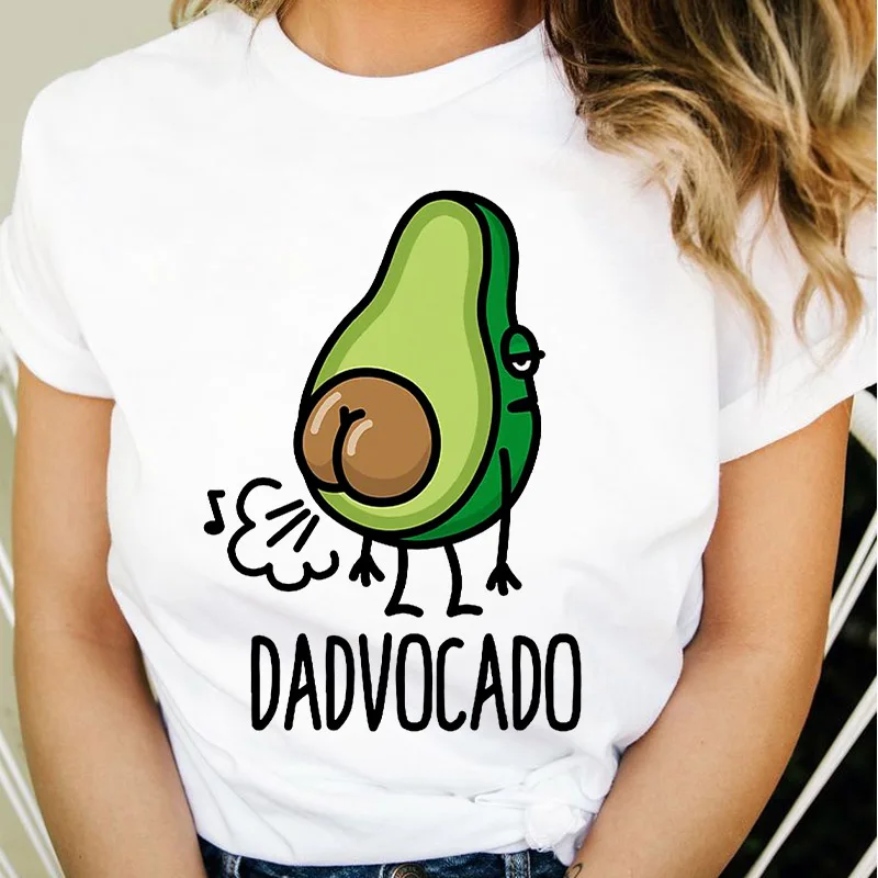 Lovely Avocado T Shirts for Women Tops Summer Loose Cartoon Aesthetic Casual T Shirt Vintage Harajuku Tshirt Ladies Streetwear