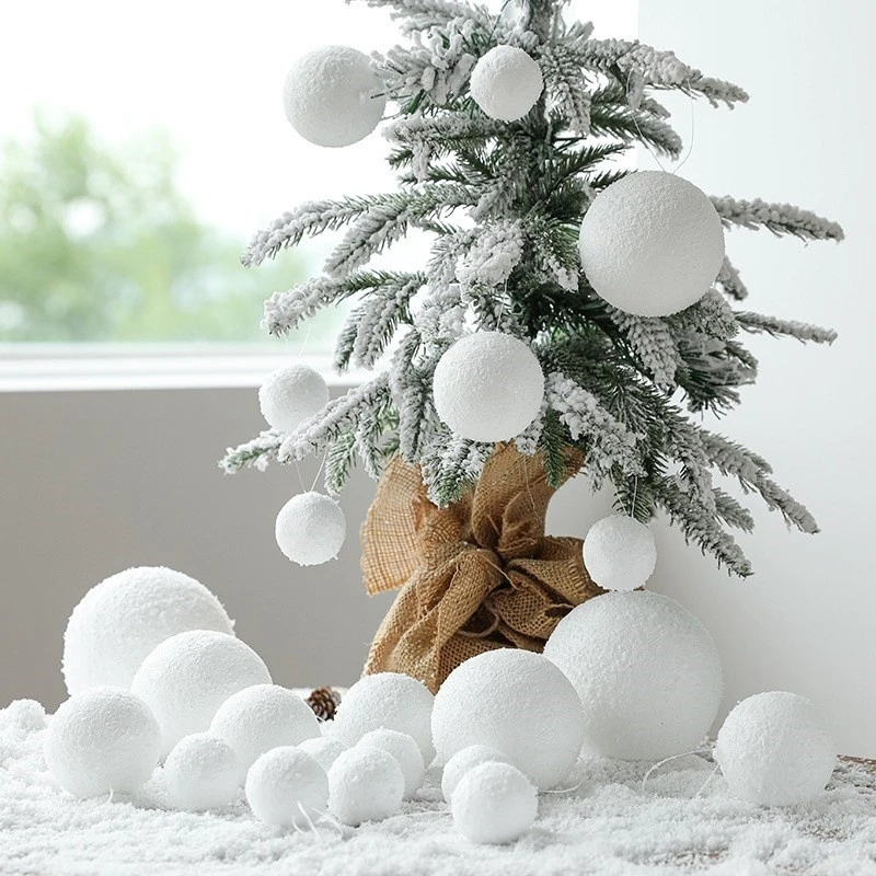 

6pcs 6/8CM White Christmas Ball Hanging Decoration Party Home Room Decoration New Year Gift Box Navidad Christmas Tree Decor