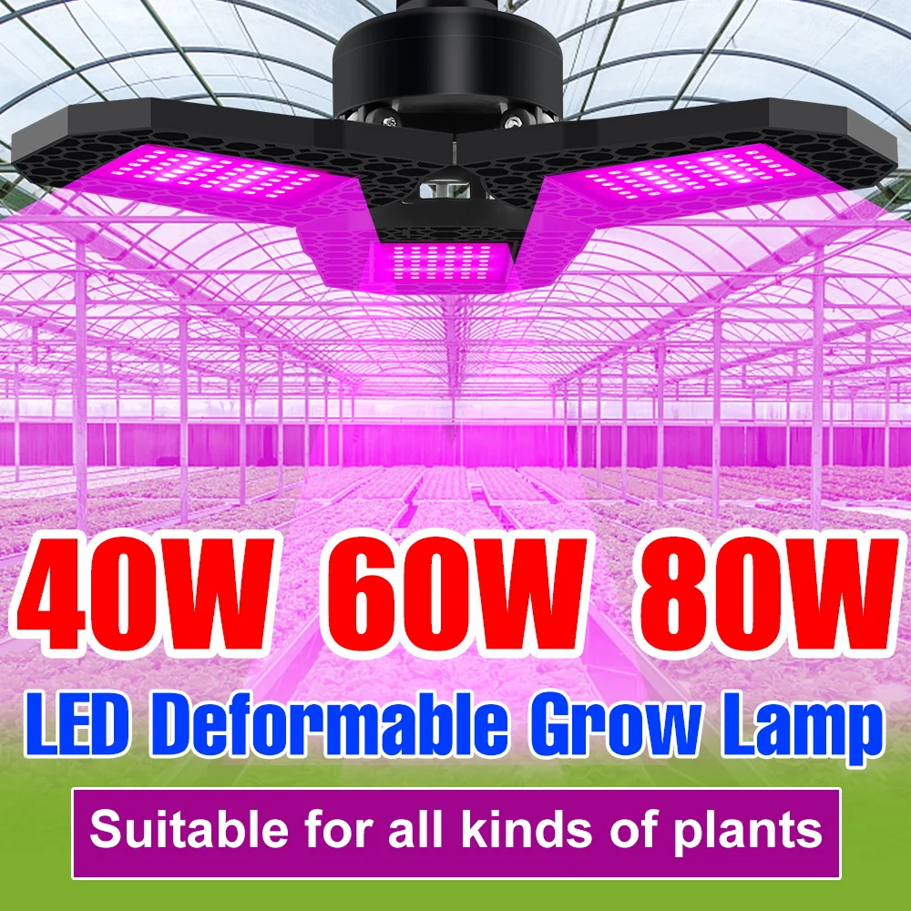 

80W LED Full Spectrum Growing Bulb E27 Foldable Indoors Plant Fill Light Greenhouse Tent Vegs Flower Hydroponic Cultivation Lamp