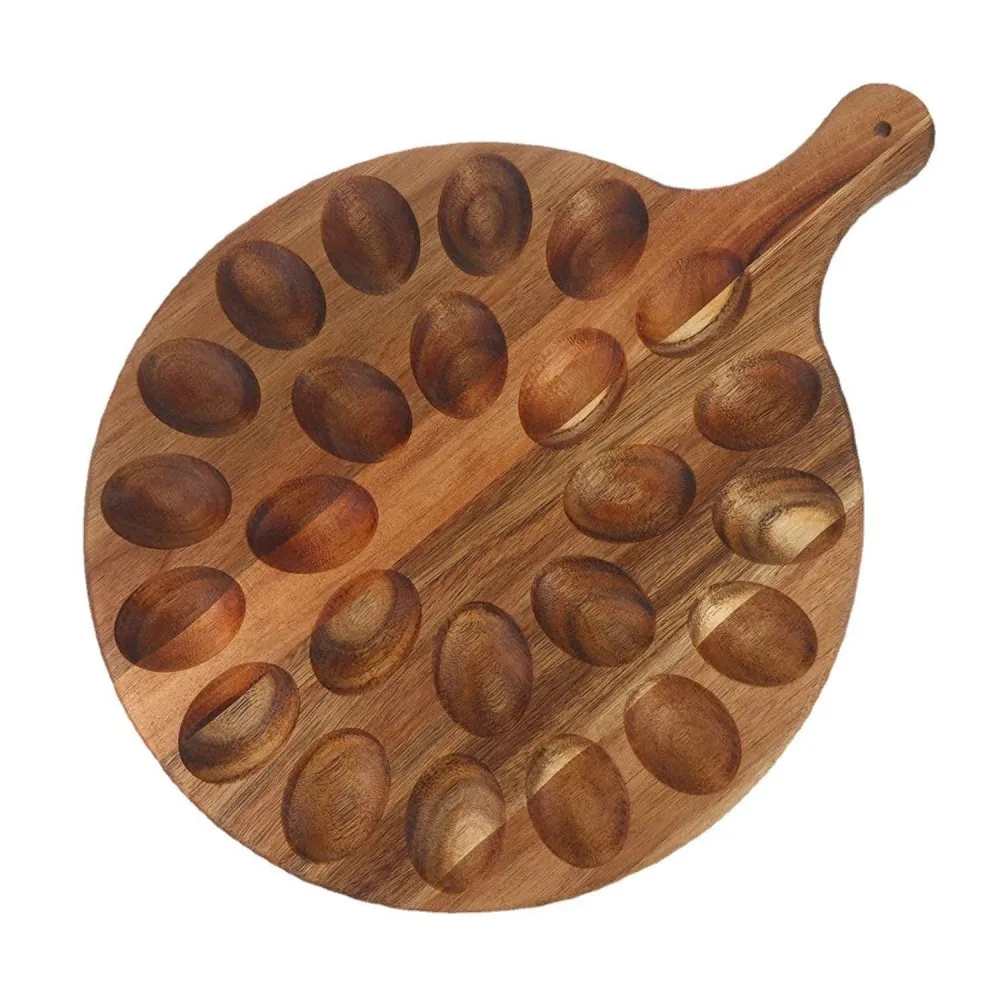 

Easter Egg Platter 24-Hole Round Egg Tray Food Board Thicken Egg Tray Large Egg Holder With Handle Egg Carrier Containers