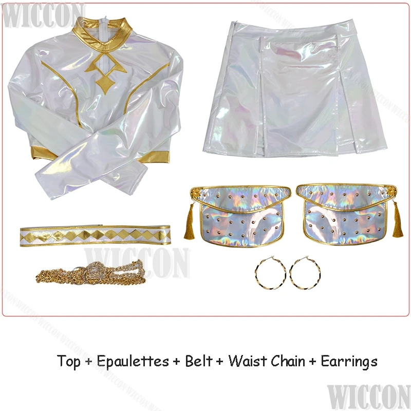 K-Pop Huntrix HUNTR/X Zoey Cosplay Demon Hunters White Laser Outfit Roleplay Stage Clothes Halloween Adults Kids Size Comic Con