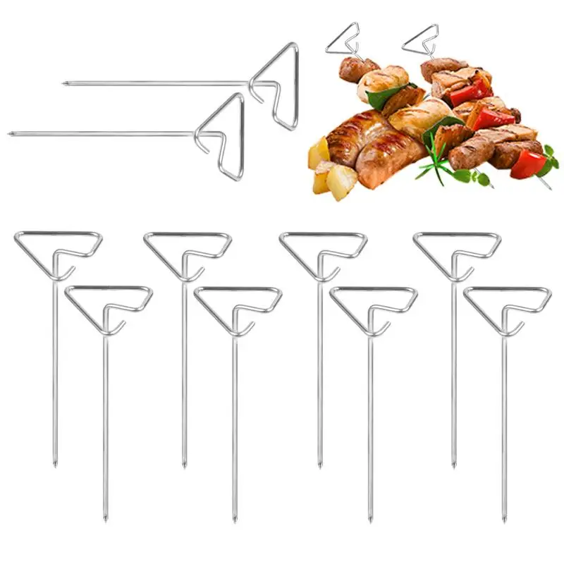 Kabob Skewers 10pcs Food Grade Stainless Steel Brazilian BBQ Skewers Multipurpose Grill Skewers Kitchen Gadgets For Outdoor