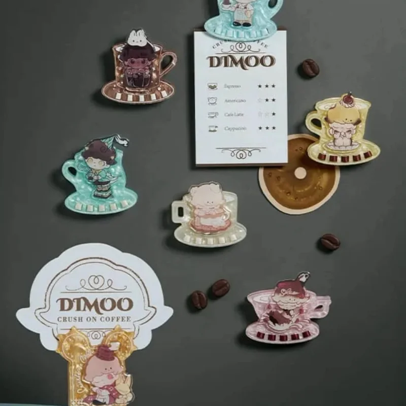 Genuíno pop mart dimoo coração mistura série caixa cega acrílico geladeira ímã clipe presentes de aniversário para meninas presente da moda