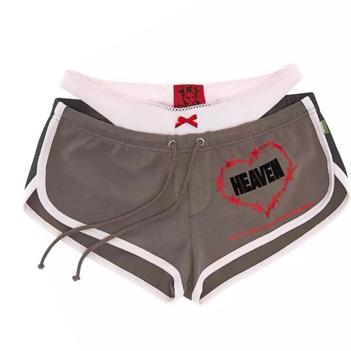 شورت مكون من قطعتين من قطعتين مطبوع عليه ألوان السماوية، تصميم فريد مع عقدة فيونكة، سروال رياضي كاجوال للفتيات الساخنة