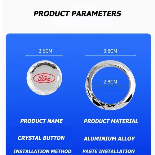 Imagen 2 del producto Cubierta decorativa para botón de arranque y parada de motor de coche, para Ford Focus Explorer Kuga Territory Escort Edge Mondeo Escape