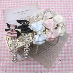 Adorable Bow Lace Headband Lolita Cute Heart Rhinestone Head Band Bowknot Pearl Hair Accessories Kawaii Retro Hair Bows
