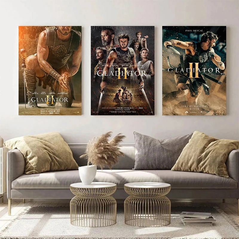 Classic Movie Series Gladiator II 2024 Historical War Film High Quality Poster Canvas Painting Wall Picture Home Interior Decor