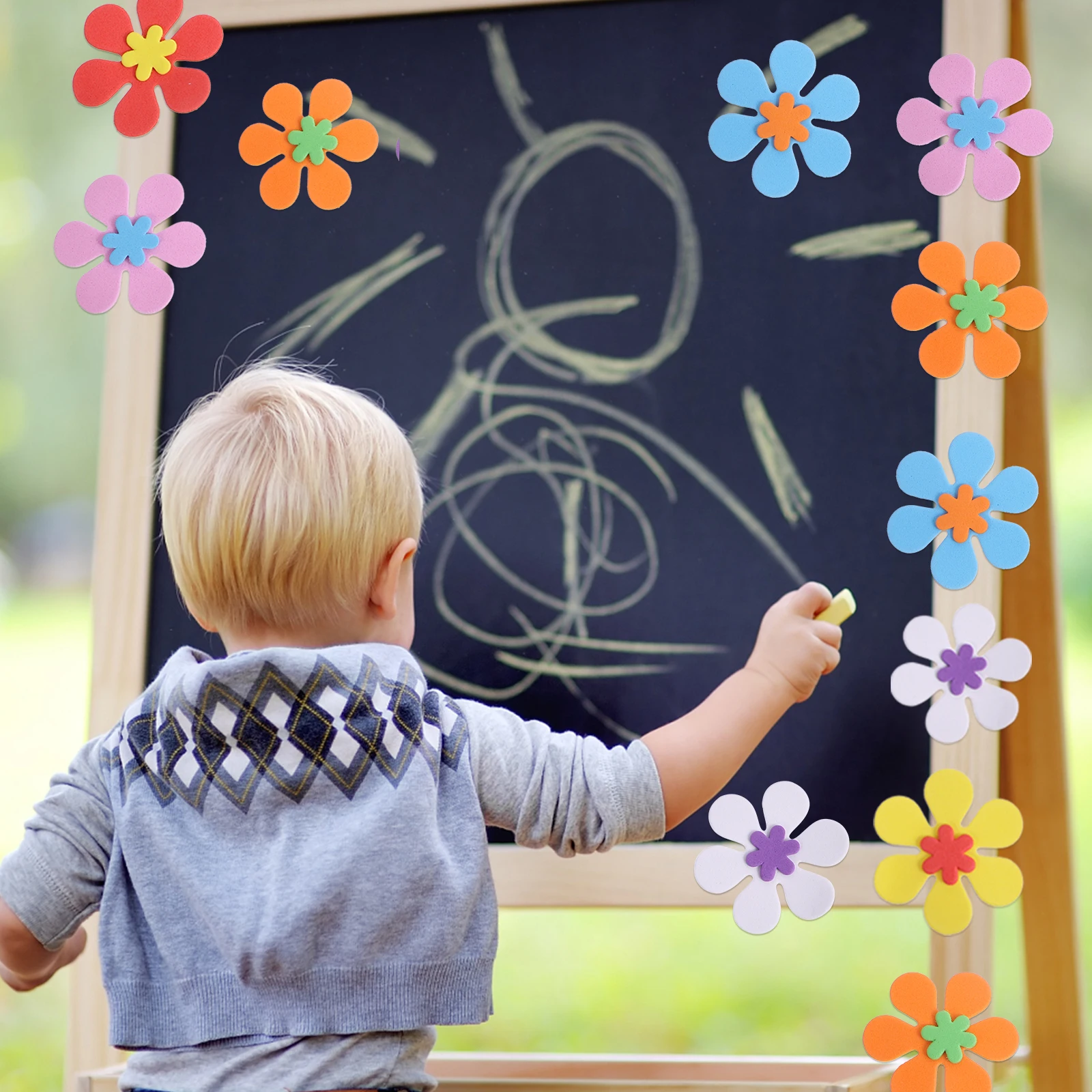 

200Pcs Eva Foam Flower Shapes Stickers for Kids Craft Arts Making Decals Safe Soft DIY Accessories Flower Shapes Sticker