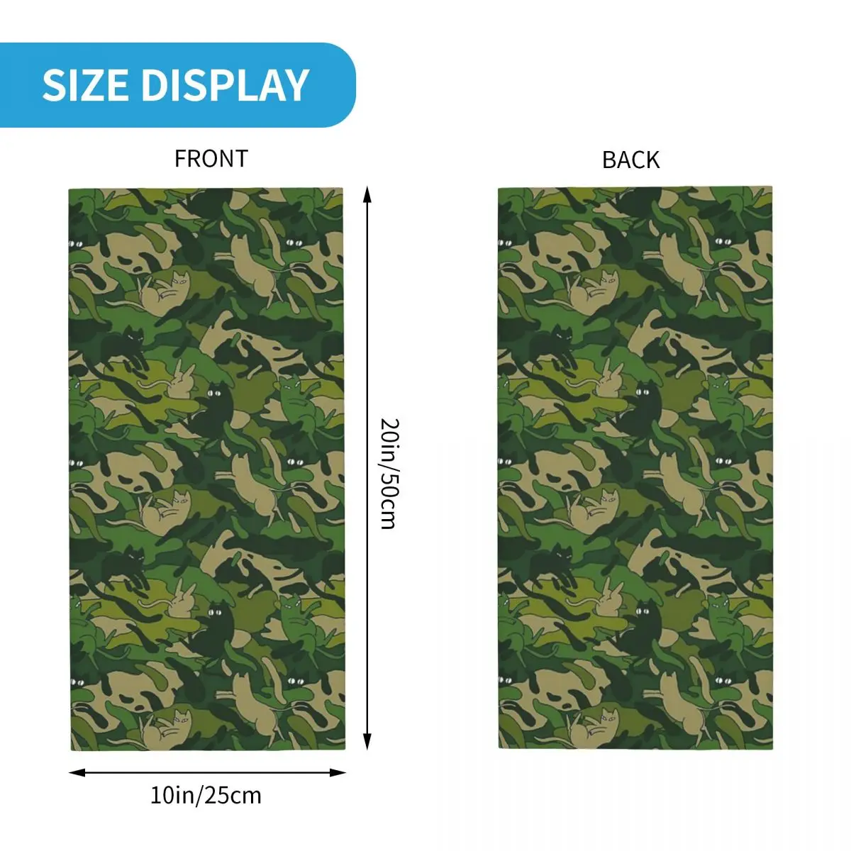 고양이 육군 위장 반다나, 목 커버 인쇄 마스크 스카프, 따뜻한 사이클링 스카프, 야외 스포츠, 남녀 성인 세탁 가능