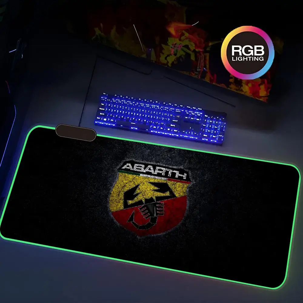 

B-Brand Car A-Abarths Logo gamer Mouse Pad Rgb Gaming Mouse Pad Keyboard Mat Extra Large Computer Desk Mat Sound Pickup Smooth S