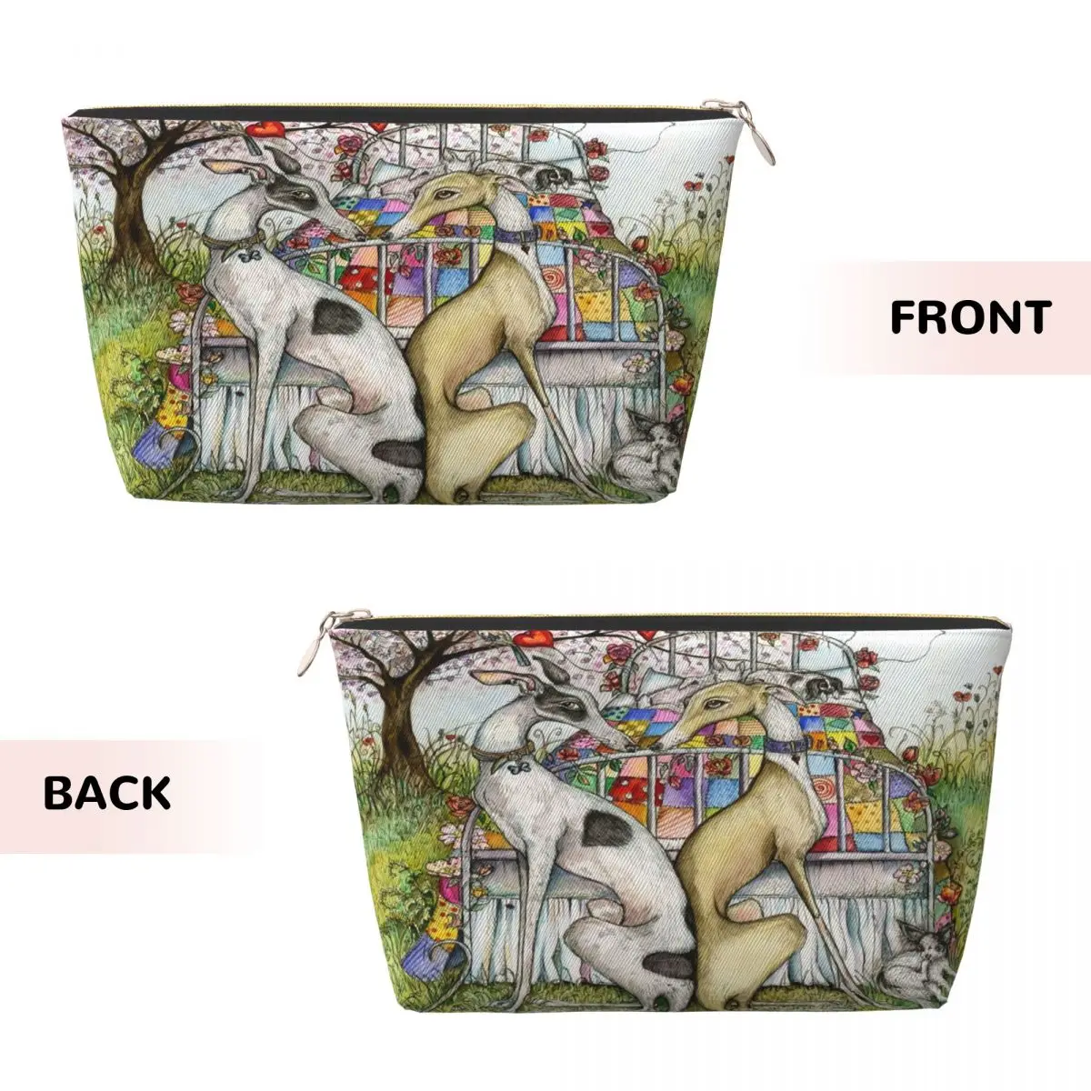 Custom Travel Vintage Whippet Greyhound Dog Toiletry Bag  Hound Cosmetic Makeup Organizer for Women Beauty Storage Dopp Kit Case