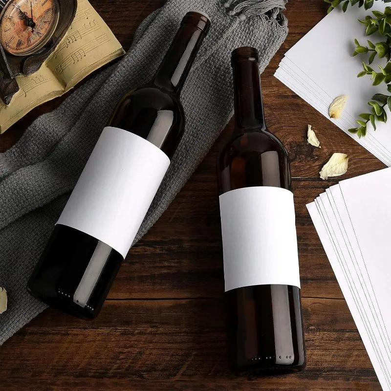 20 Sheets/100pcs Blank Wine Label 2 Sizes Matte White Label Sticker Adhesive Wine Bottle Labels Inkjet Printable Stickers