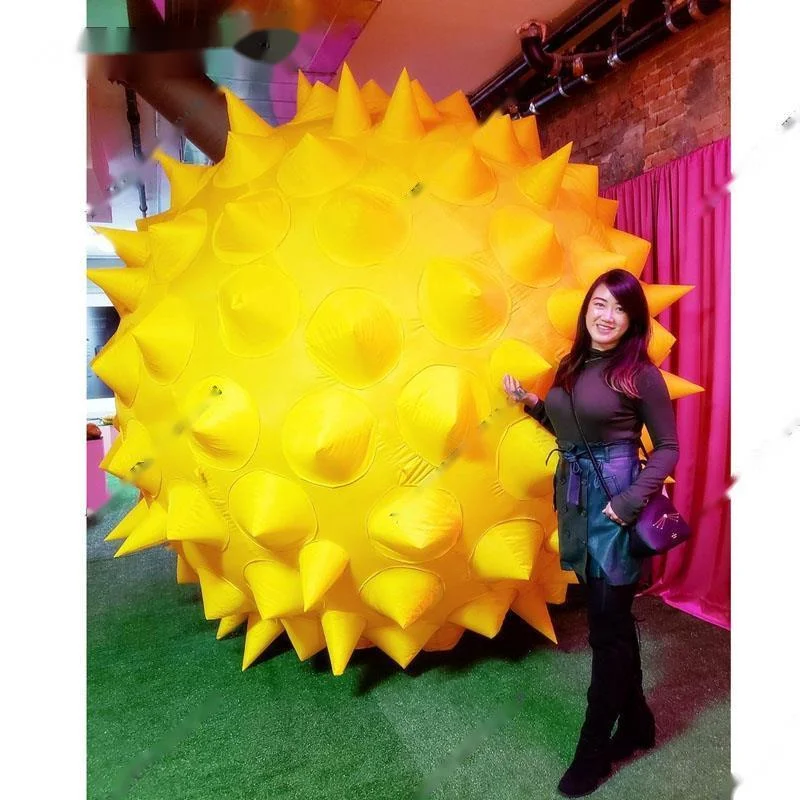 wholesale Supply complete giant inflatable durian with different colors for spiky parts a body custom fruit model to store