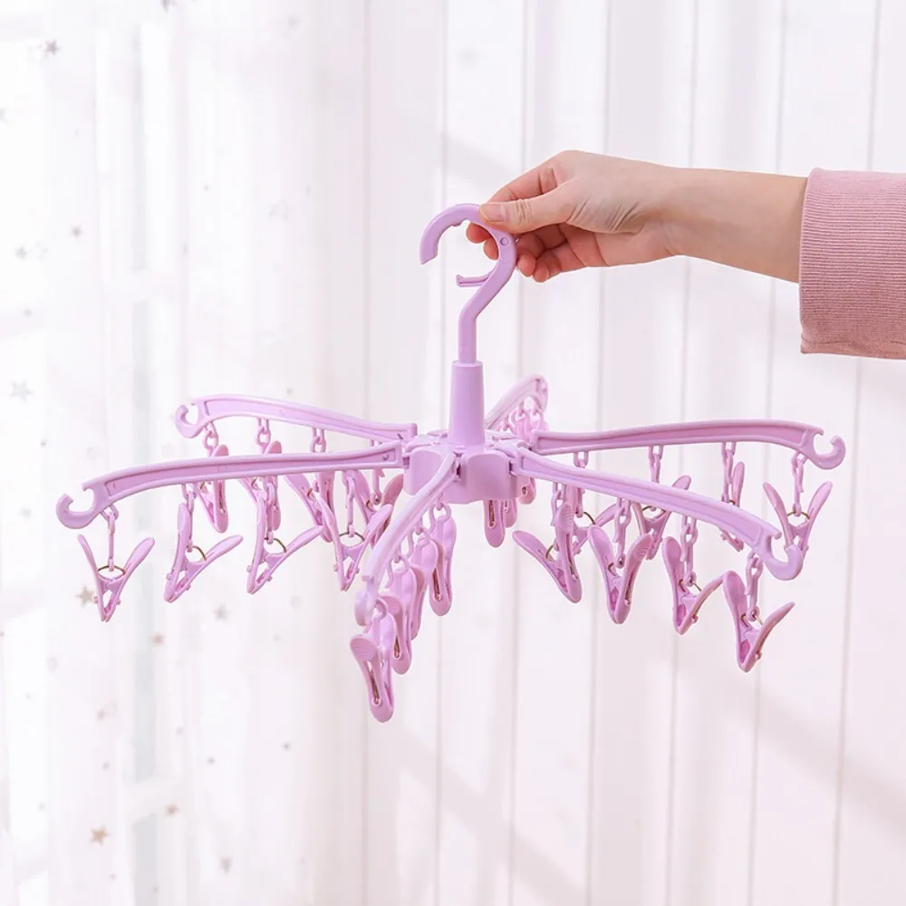 

Plastic 24 Clips Foldable Drying Rack for Socks Underwear Baby Clothes Small Items Bed Sheets Quilts Space Saving Laundry