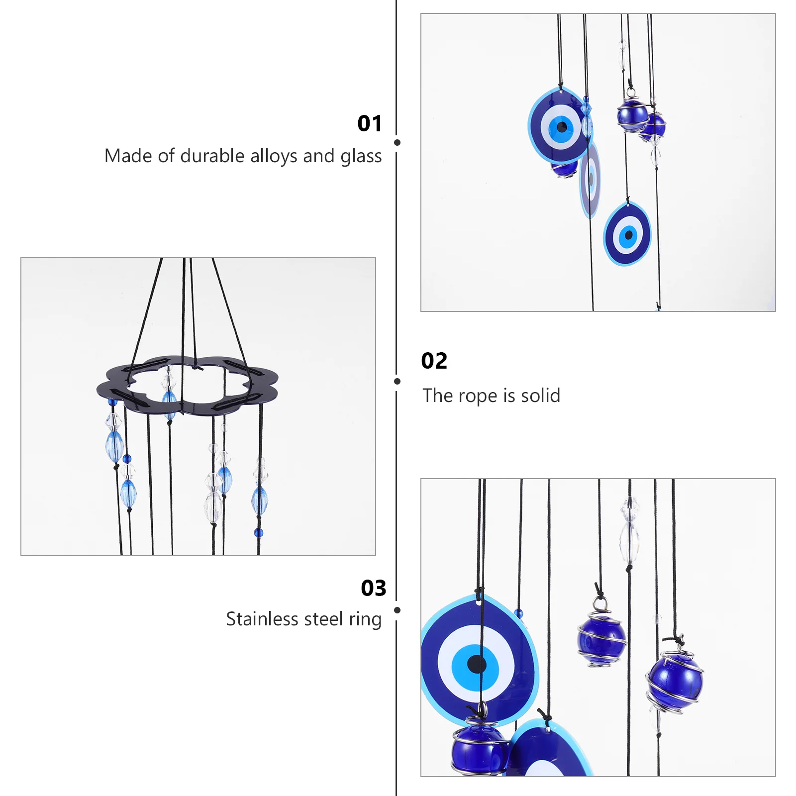

Outdoor Wind Chime Decorative Pendant Balcony Garden Ornament Premium Alloy Glass Material Exquisite Gift Home