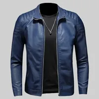Men's stand-up collar biker leather jacket High quality casual fashion leather jacket Trench leather faux biker leather jacket