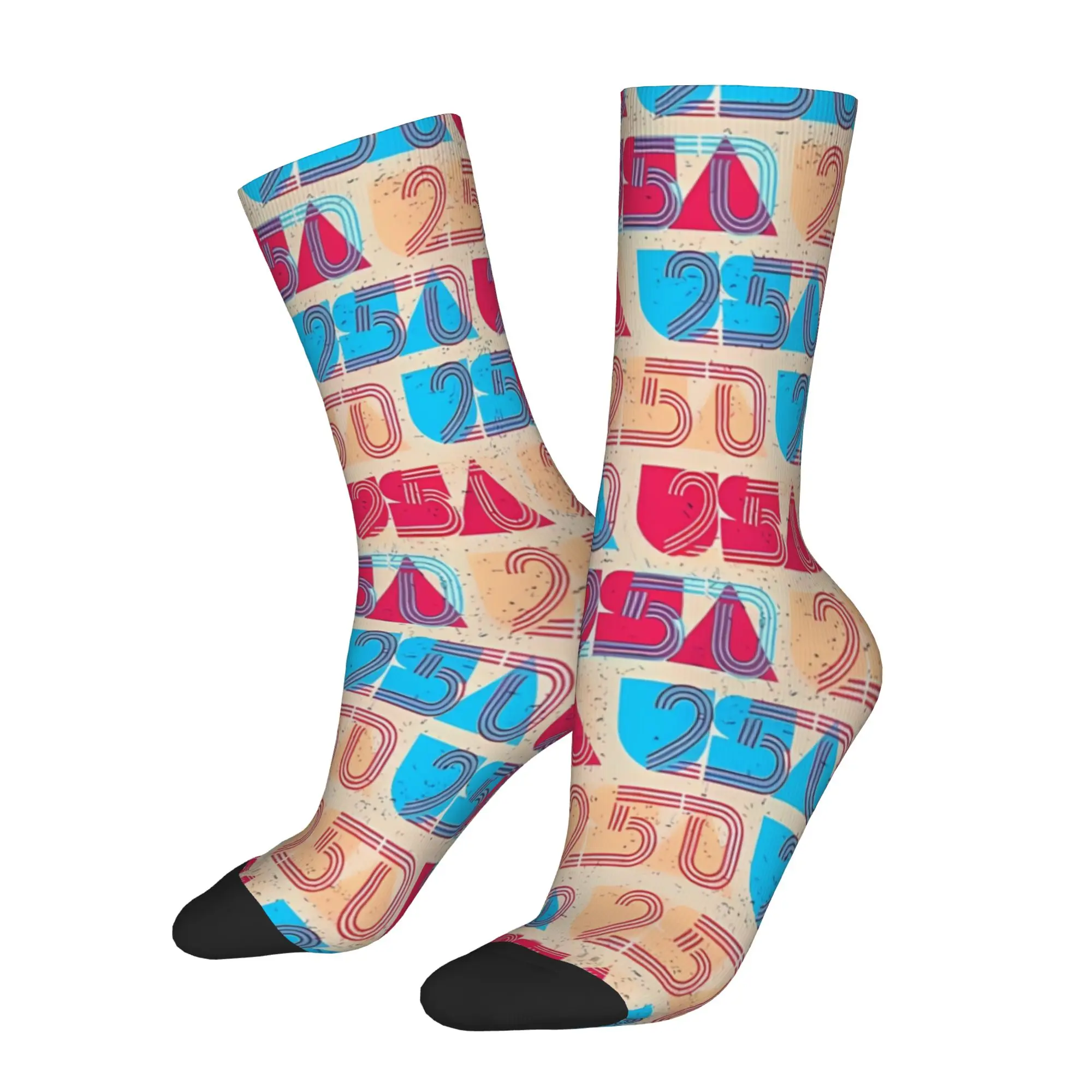 

1 Pair Funny Sock 250 Years America Colorful Hip Hop Seamless Pattern Printed Men Crew Socks Novelty Men's Socks