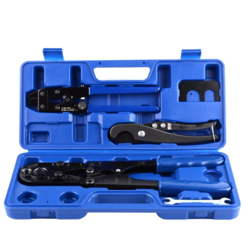 HK‑1824 Copper Ring Crimp & Cut Tool Kit, Manual PEX Pipe Crimping Cutter Set for Plumbing Copper Ring Fitting