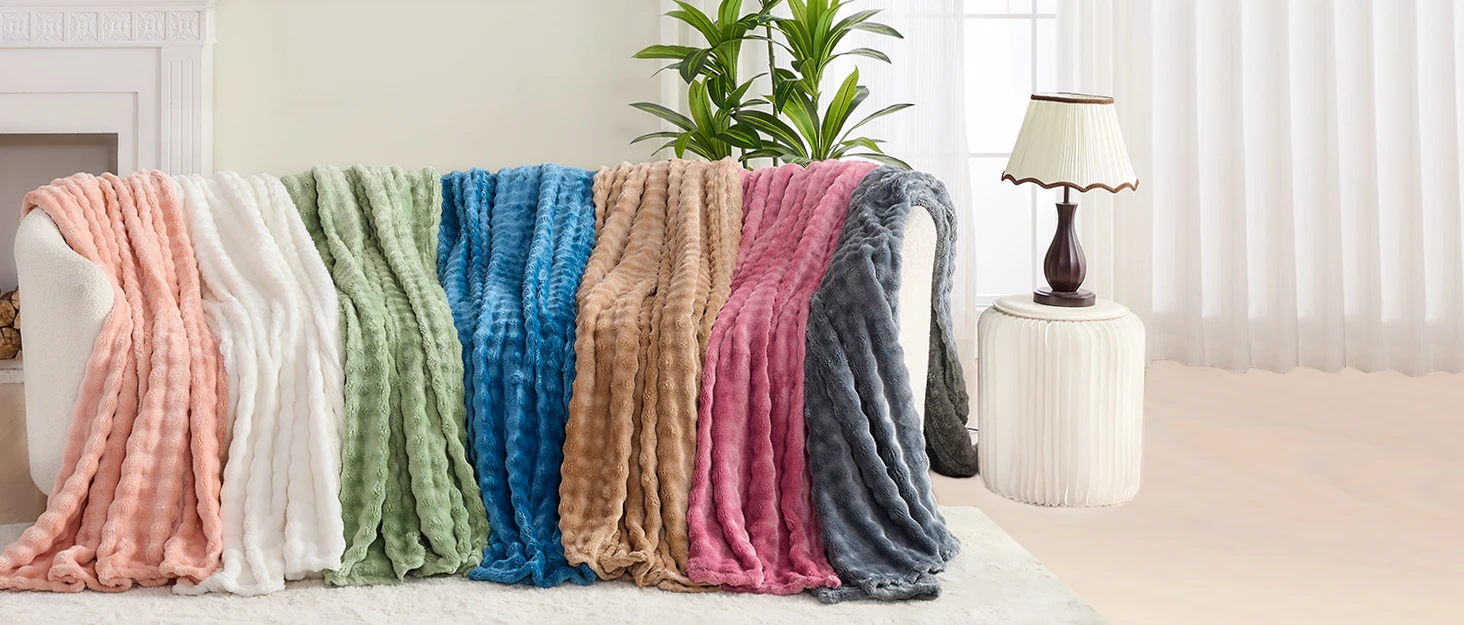 3D Bubble White Plush Blanket Textured Flannel Fleece Soft Warm Cozy Couch Throw Blanket Gift Plaid - Soft Throw Blankets