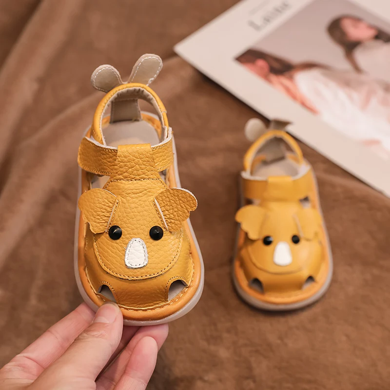 Summer Baby Girls Boys Sandals Soft Sole Anti Slip Infant Toddler Shoes Cartoon Kids Genuine Leather Shoes Child Beach Sandals