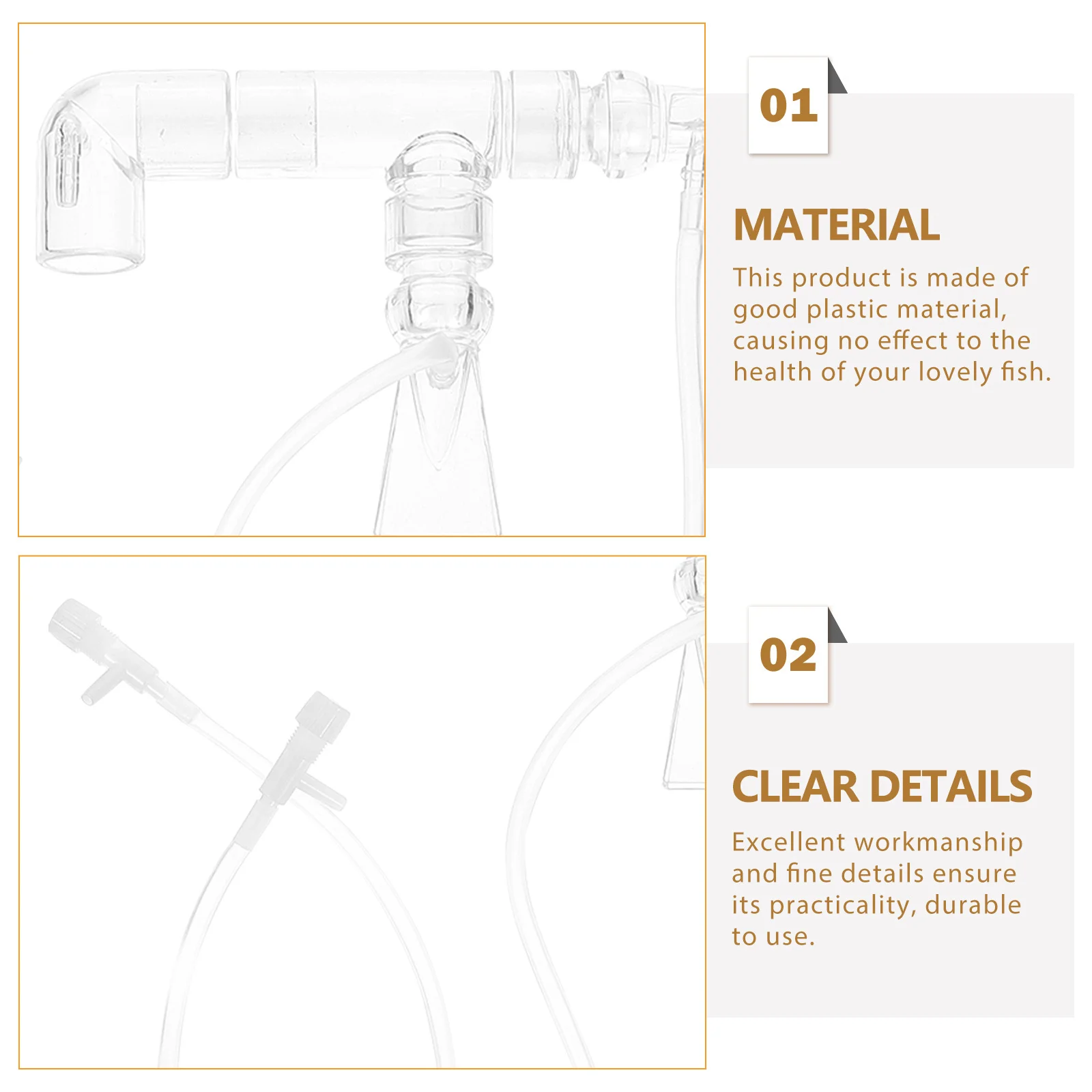 

Aquarium Oxygenation Tubing Fish Tank Accessories Two-Way Outlet Increase Oxygen Freshwater Saltwater Hydroponic Use