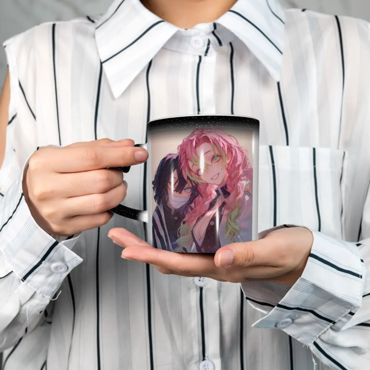 

Кружка Mitsuri Kanroji And Iguro Obanai, забавные керамические кофейные чашки, чайные кружки, чашка для молока, посуда для напитков, подарок для женщины и мужчины