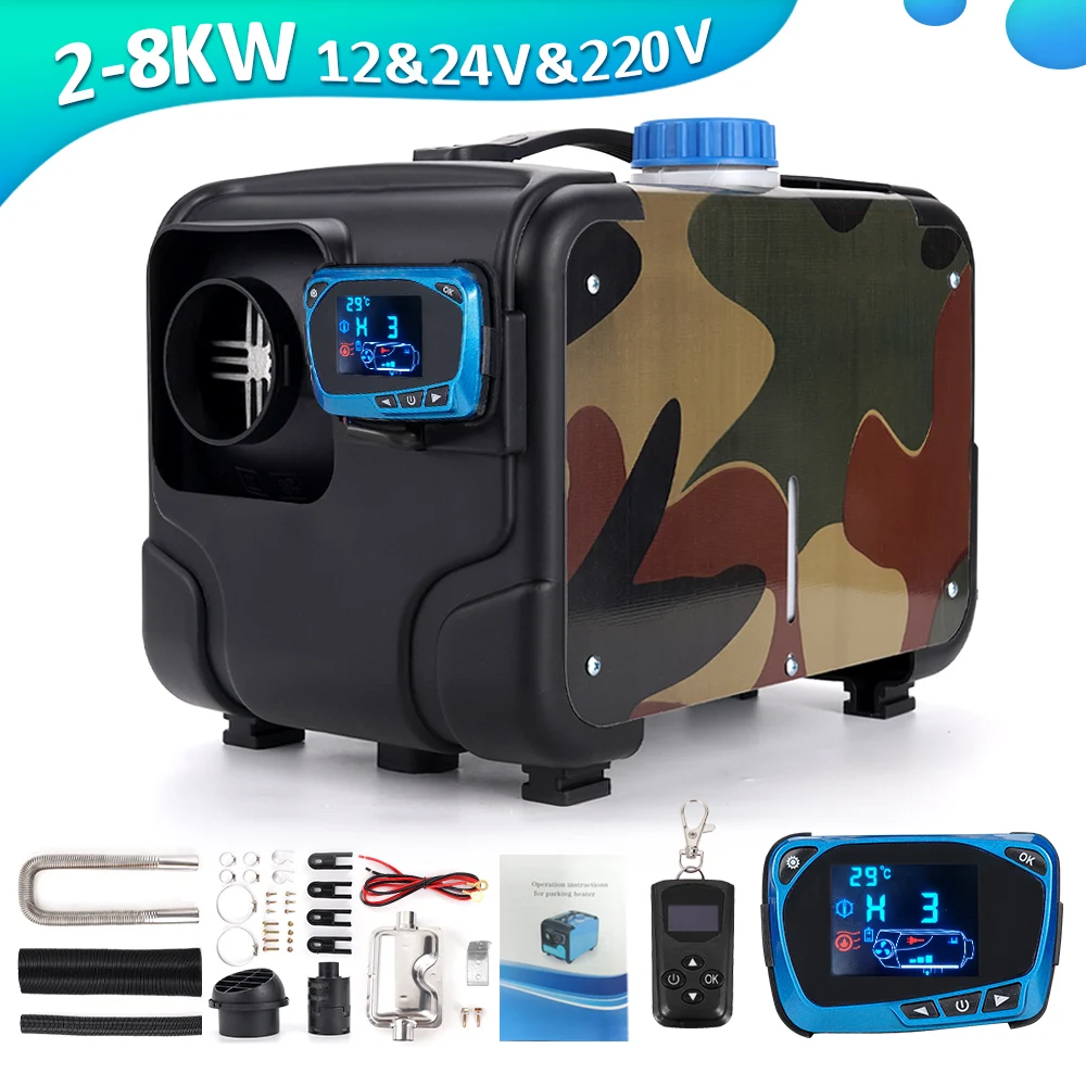 2-8KW12v 24V 220V Car Air Parking Heater Set Camouflage Model 2-8KW With Bluetooth And voice Playback Function For Ship RV Truck