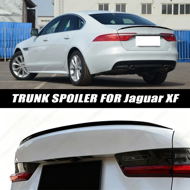 120CM Glossy Black Soft Rubber Universal Rear Trunk Spoiler 5D Carbon Look Tail Wing Fit For Jaguar XF Sedan Car Accessories