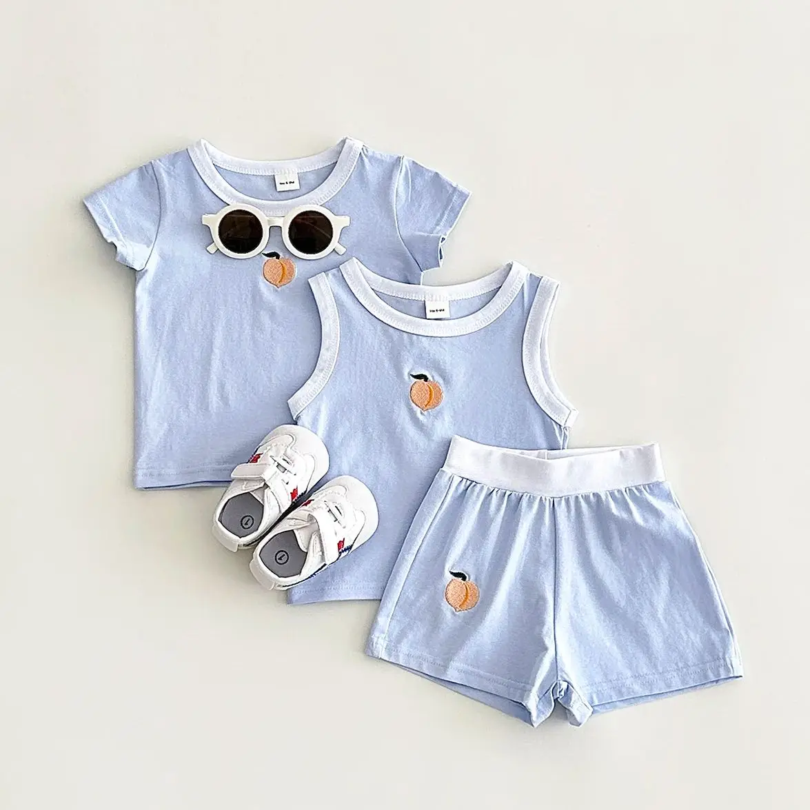 Ins Infant Outfit 3Pcs New Summer Newborn Baby Girls Clothing Sets Fruit Print T-shirt+Vest+Shorts Baby Boys Toddler 0-3Y