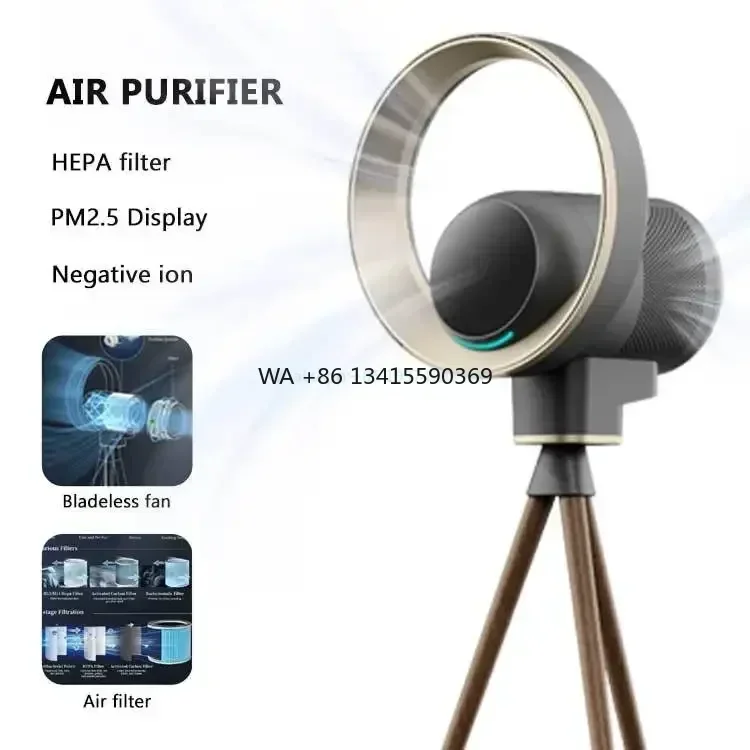 

Digital Display 9 Speed 8h Timer 360 Purification Smart Filter Air Purifier Bladeless Standing Fan For Home