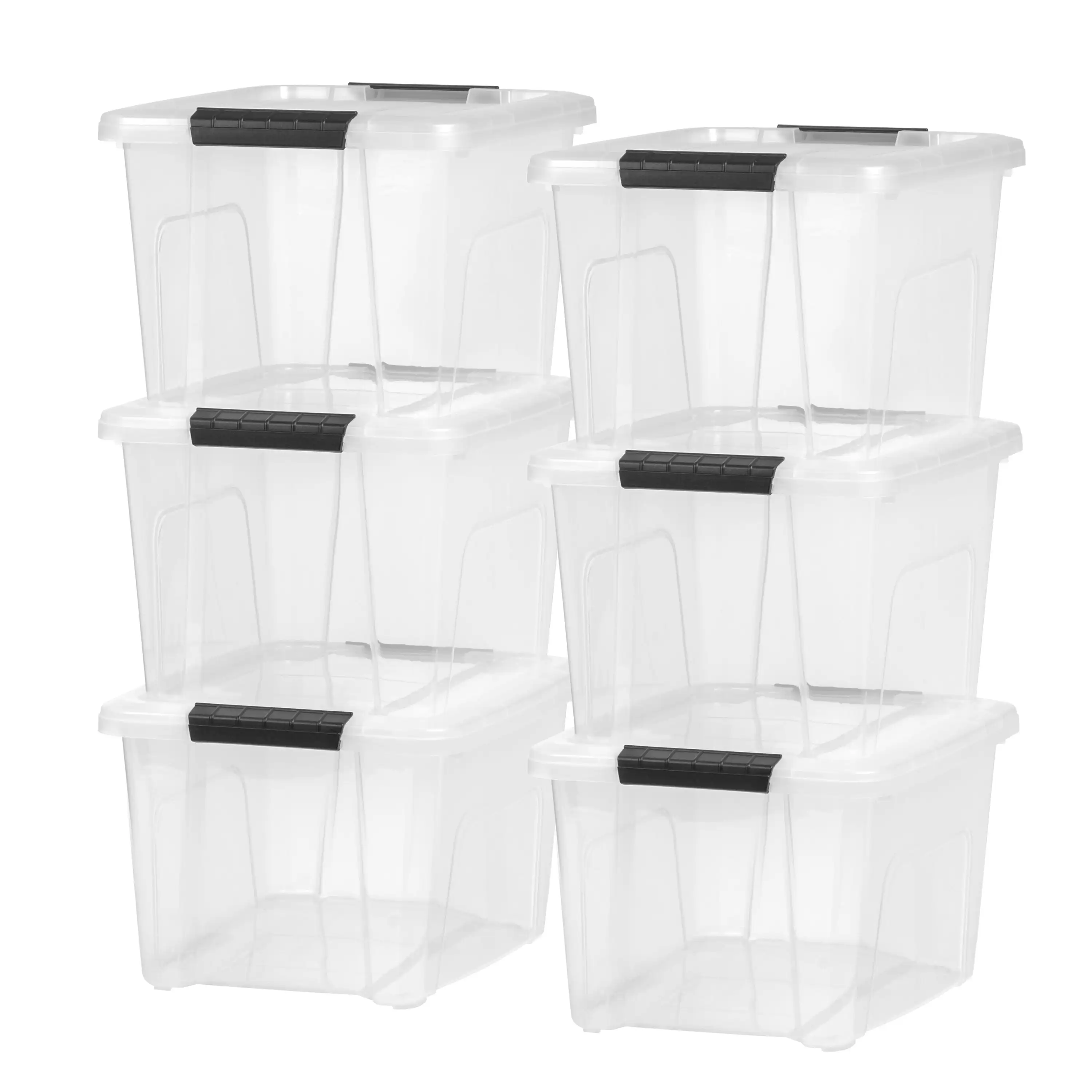 

20 Qt. Plastic Storage Bins with Lids, Clear, Latching, Stackable, Totes 6Pk