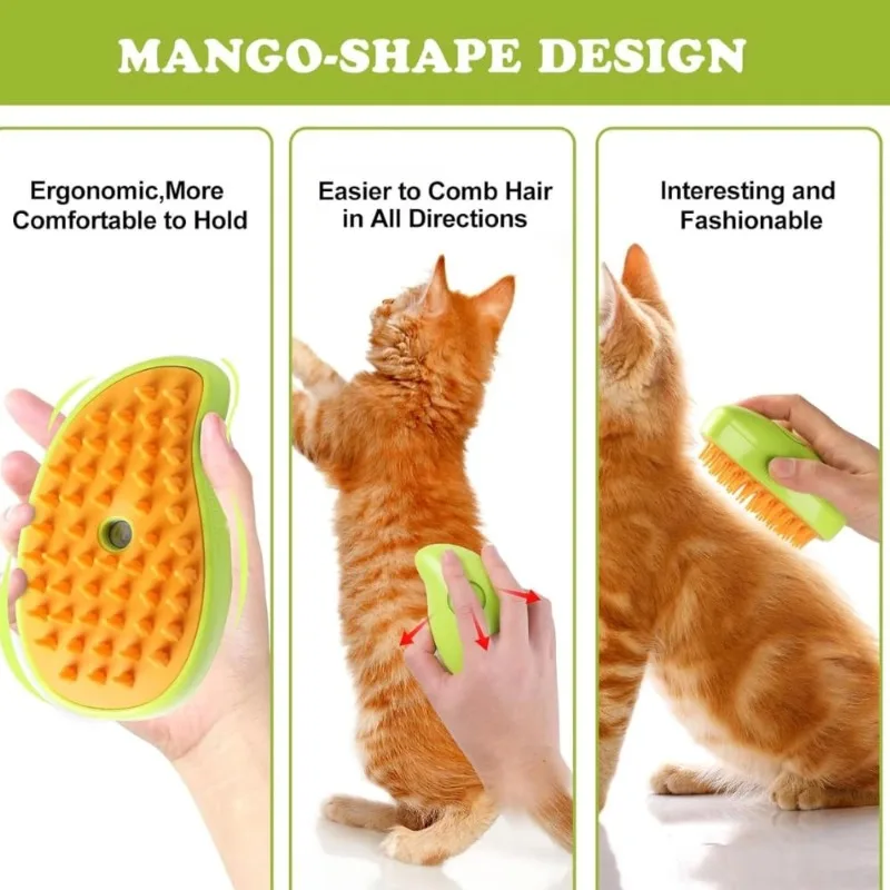 Dampfbürste für Katzen gegen Haarausfall, 3-in-1 Dampf-Wasser-Tierhaarentfernungskamm mit Dampfgerät, Indoor-Katzen-Sprühnebel-Pflegebürste – Detail 3