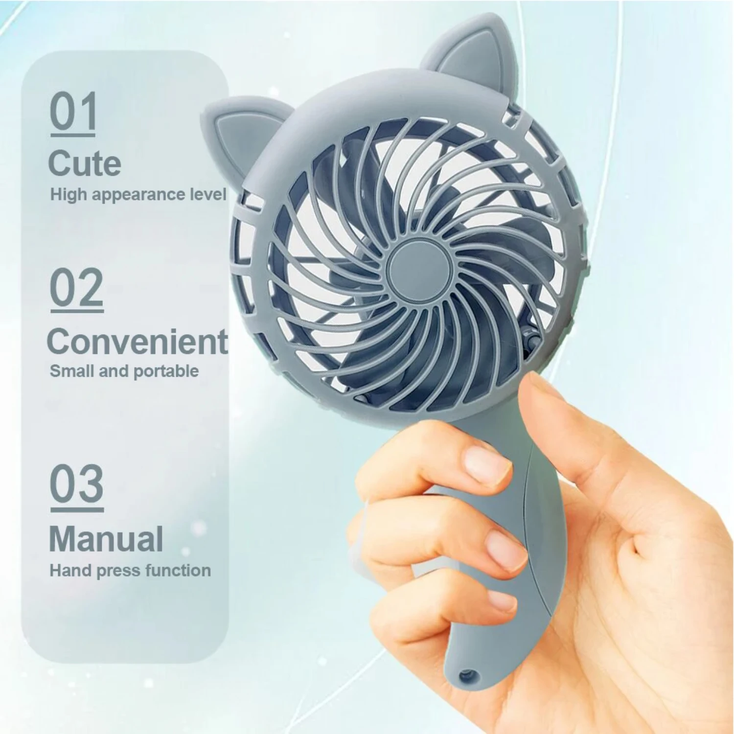 Adorable, Compact and Travel-Friendly Mini Cartoon Fan for Instant Coolness - Cute and Portable Cooling Companion - Refreshing H