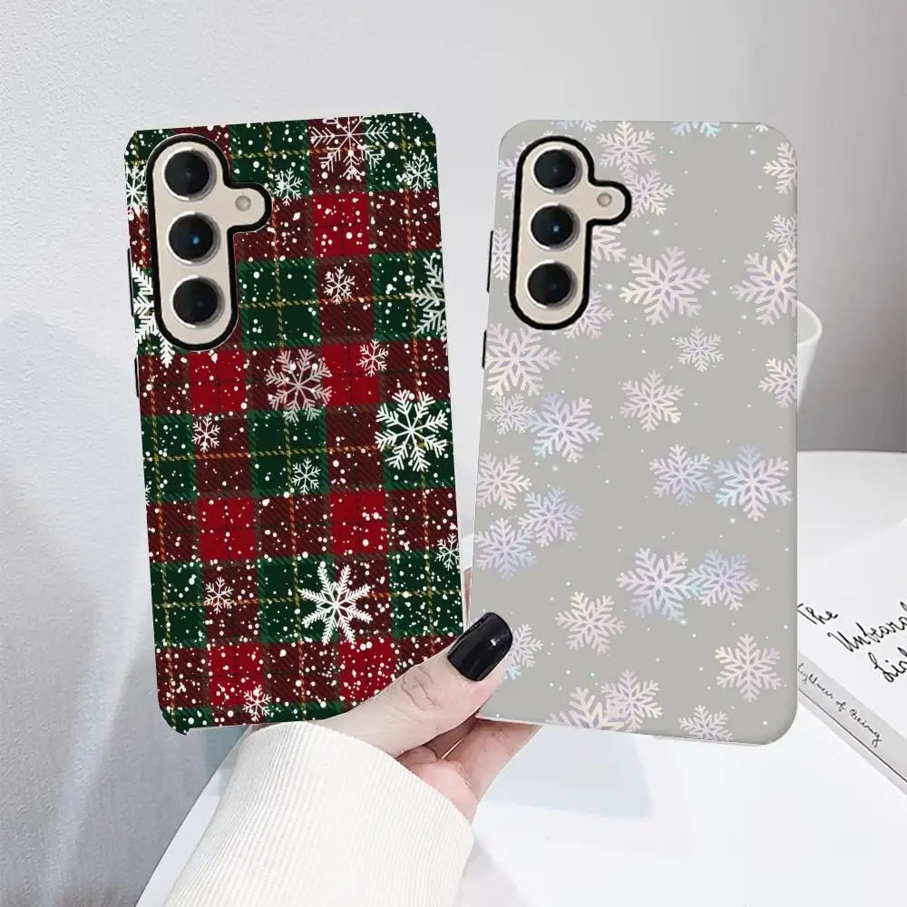 الشتاء الثلج قضية الهاتف لسامسونج S25 غالاكسي S24Ultra 23plus S22 21 A56 36 26 16 الفاخرة طبقة مزدوجة الغطاء الخلفي