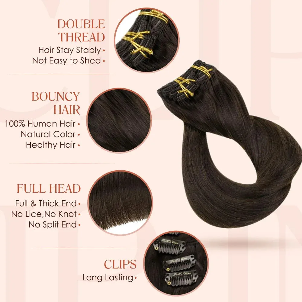 Extensions De Cheveux 100% Humains à Clips - 8 Bandes Pour Tête Complète - Multi Couleurs - Marque SEGO
