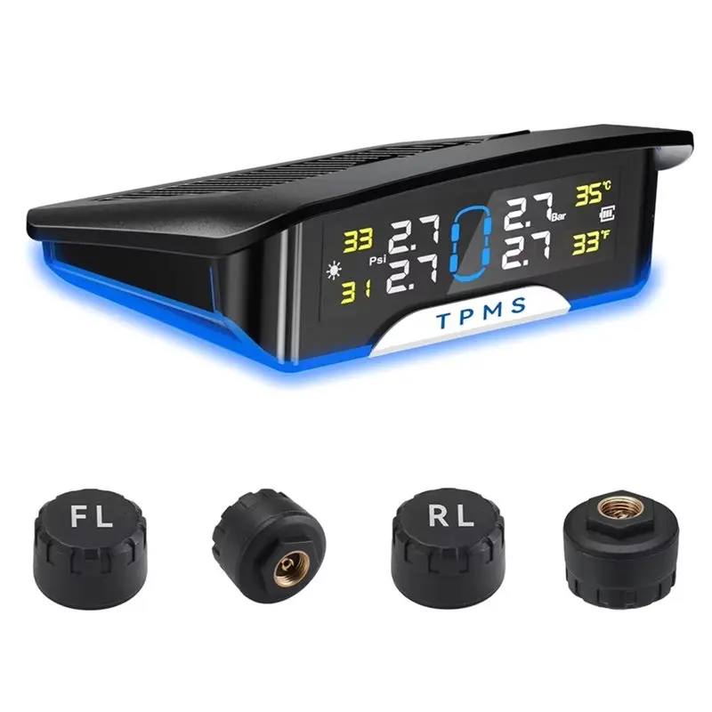 AT92-IP67 Waterproof Wireless Tire Gauge SUV Monitor Solar Charging High/Low Pressure Alarms For Long-Distance Vehicles External