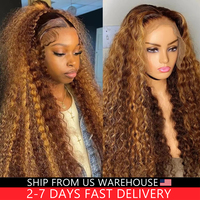 30 32 Inch Highlight Ombre Lace Frontal Wig Curly Human Hair Wigs 4/27 Colored 13x4 13X6 Deep Curly 4x4 5X5 Lace Closure Wigs