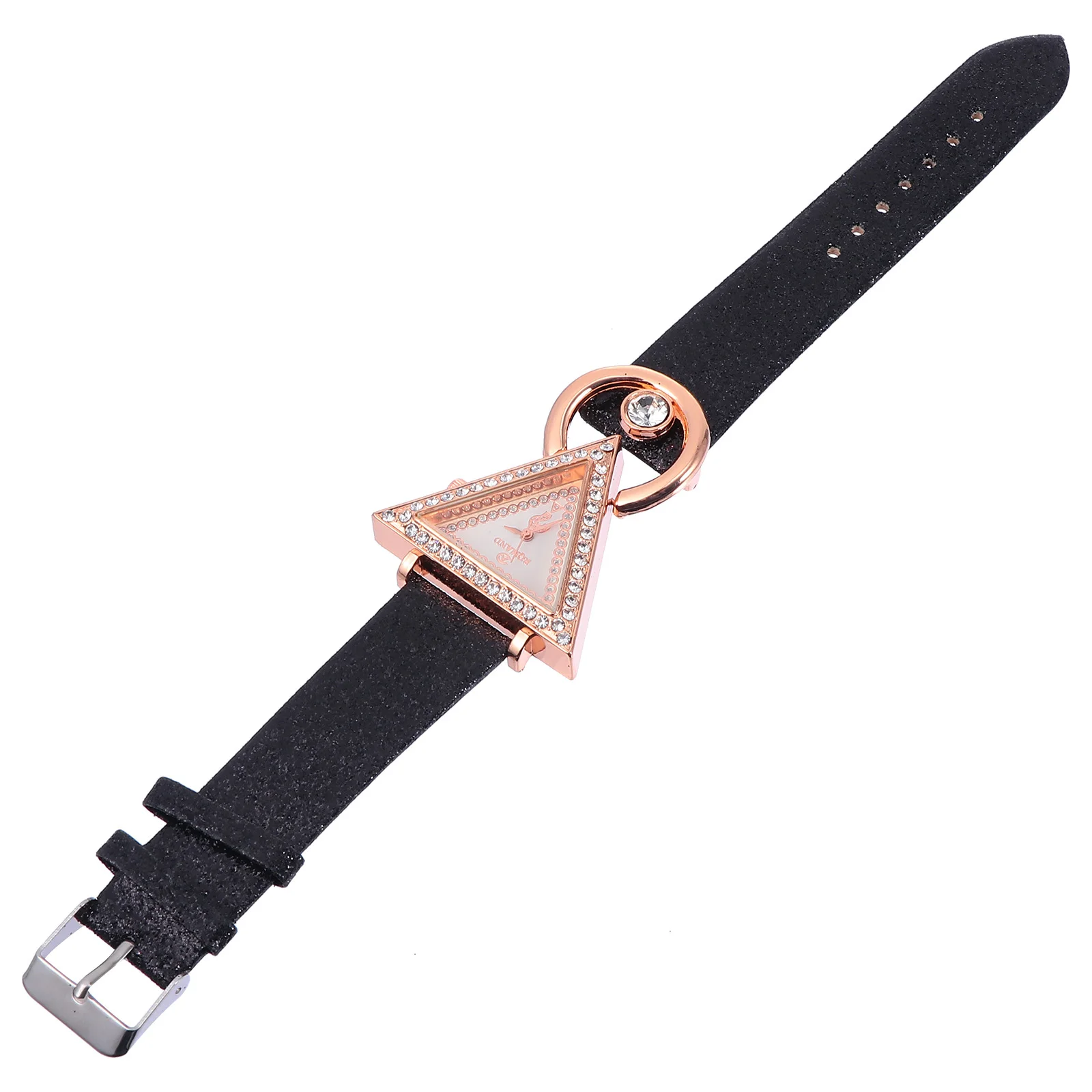 

1pc Triangle Fashion Inlaid Strap Watch For Women Daily Wristwatch Wear Party Elegant Quartz Wristwatch