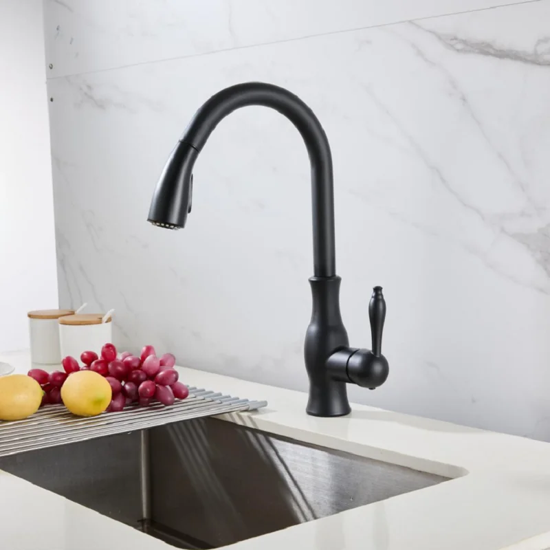 Pull-down Kitchen Faucet Water-Resistant Pull down Kitchen Faucet Multi-Function Spray Head Leak-Sealed Ceramic Disc Assembly
