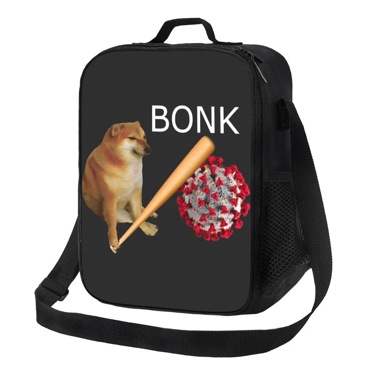 Cheems Virums Bonk Lunch Bag Isolado para Escola e Escritório, Shiba Inu Dog Memory, Cooler térmico à prova d'água Bento Box, Mulheres e Crianças