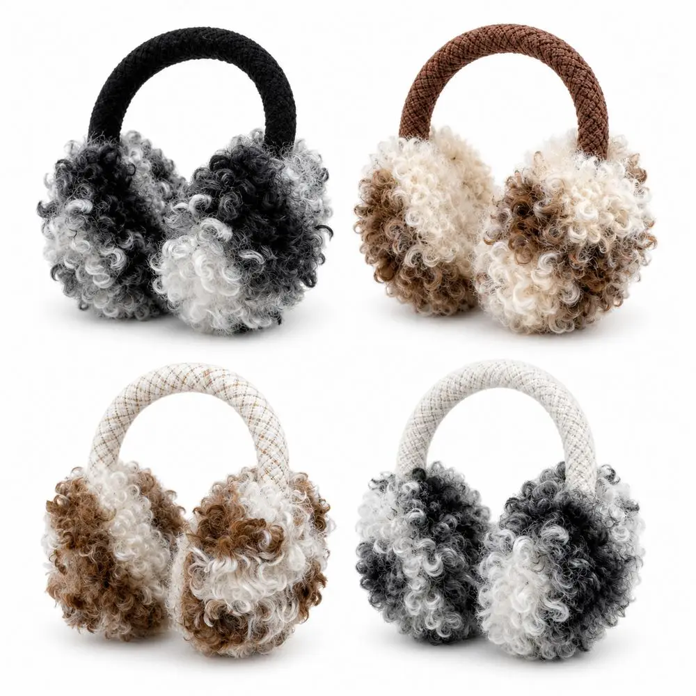 New Foldable Earmuffs Curly Faux Fur Soft Winter Earmuffs Warm Ear Coverage Knitted Headband Ear Warmers