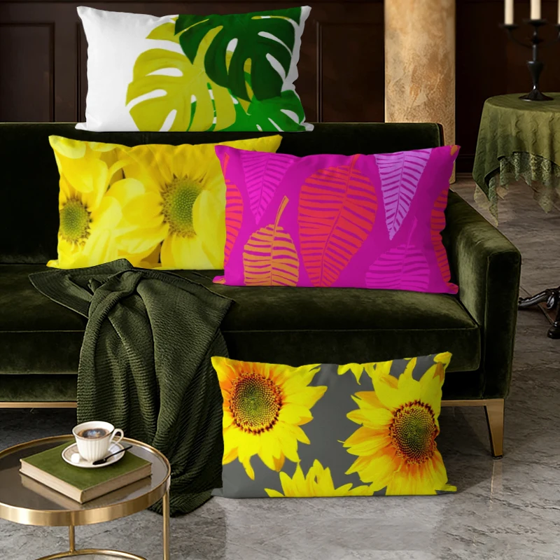 Tropische Blumen-Kissenbezüge, geeignet für Sofa, Schlafzimmer, Auto, Kissenbezug, rechteckiges Rückenkissen