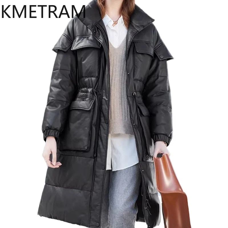 KMETRAM جلد الغنم الطبيعي جلد طبيعي أسفل معاطف موضة منتصف طول خفيفة الوزن مبطن جاكيتات 2025 الشتاء امرأة putaхоovyк #1
