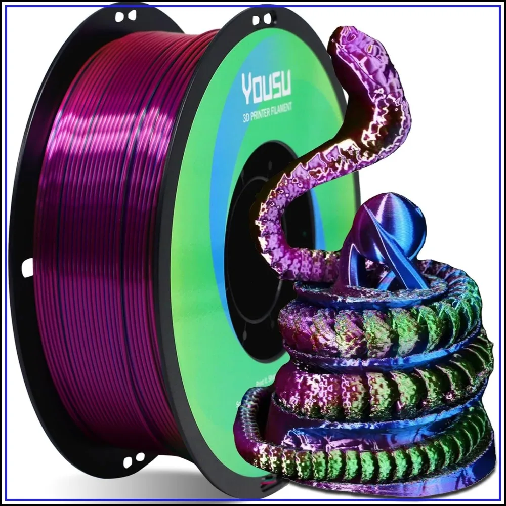 

Tri Color PLA Filament 1.75mm, Coextrusion Rainbow Silk PLA Pink-Blue-Green, Multi Color 3D Printing Filament +/-0.02mm, 1kg/2.2lbs