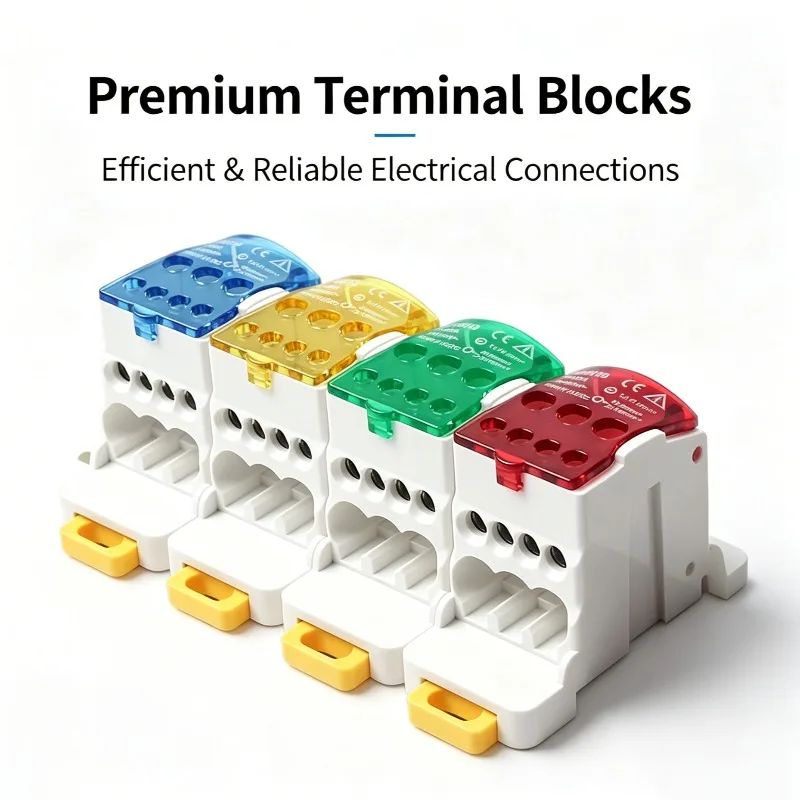 Power Wire Electrical Connector Junction Din Rail Terminal Block UKK 80A/125A/160A/250A/400A Distribution Box One in Several Out
