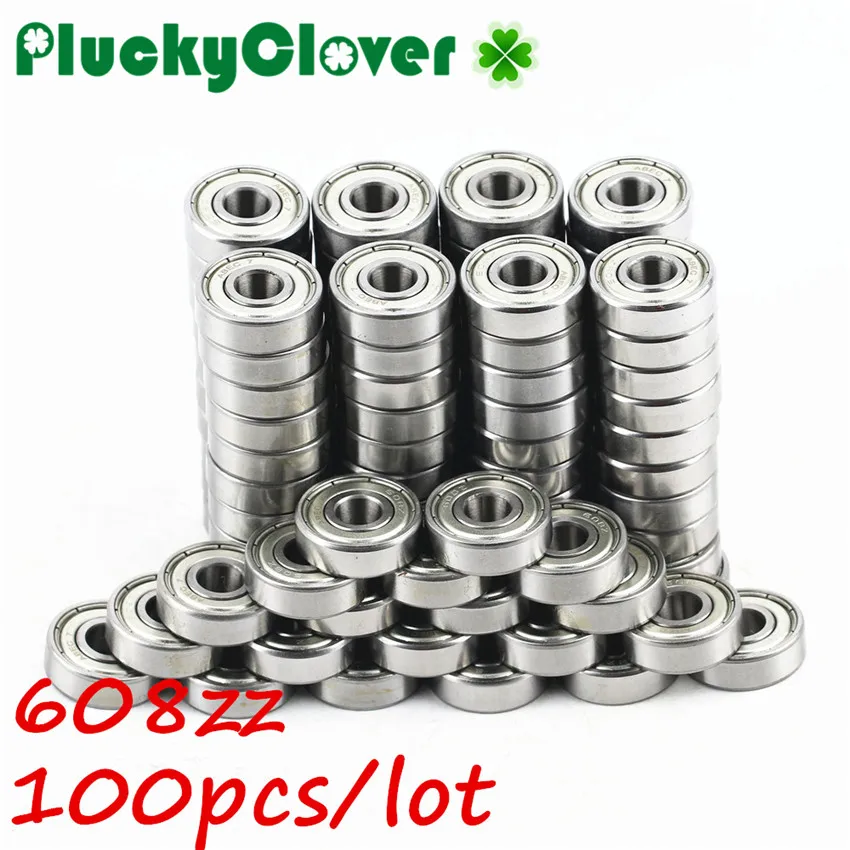 100pcs 608zz Bearings Abec7 Skateboard Skate Kids Scooter Snake board Bearings for Double Rocker Fish Banana Boards 3d printer