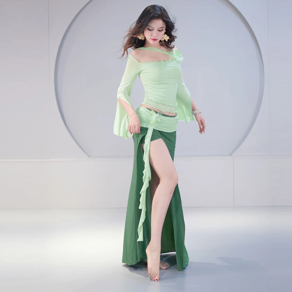 Belly Dance Practice Wear for Women, Autumn and Winter New High Waist Cover-Up Costume Set, Oriental Dance Performance