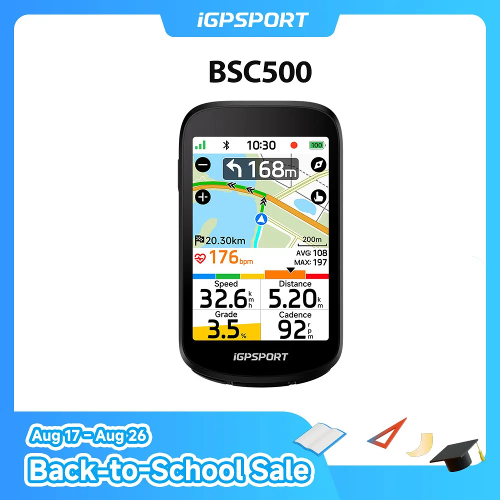Computador de Bicicleta com Tela Sensível ao Toque iGPSPORT BSC500, GPS, Navegação Global, Computador de Ciclismo Sem Fio com Campainha Digital