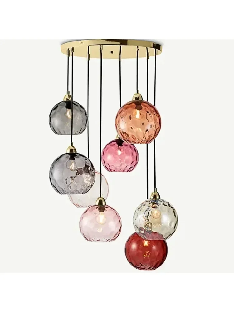 Moderne hanglamp met Scandinavisch gekleurd glas, kroonluchter voor woonkamer, eetkamer, slaapkamer, kamerdecoratie, huisdecoratie - afbeelding 2