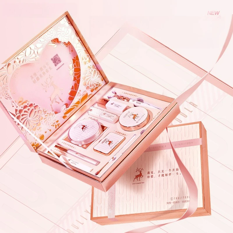 طقم مكياج مكون من 10 قطع، وسادة خافي عيوب احترافية كاملة، كريم BB، أحمر الشفاه، ظلال العيون، هدية عيد ميلاد، صندوق مكياج لمستحضرات التجميل